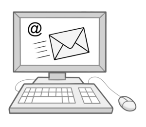 Zeichnung eines Computers mit einem Briefsymbol